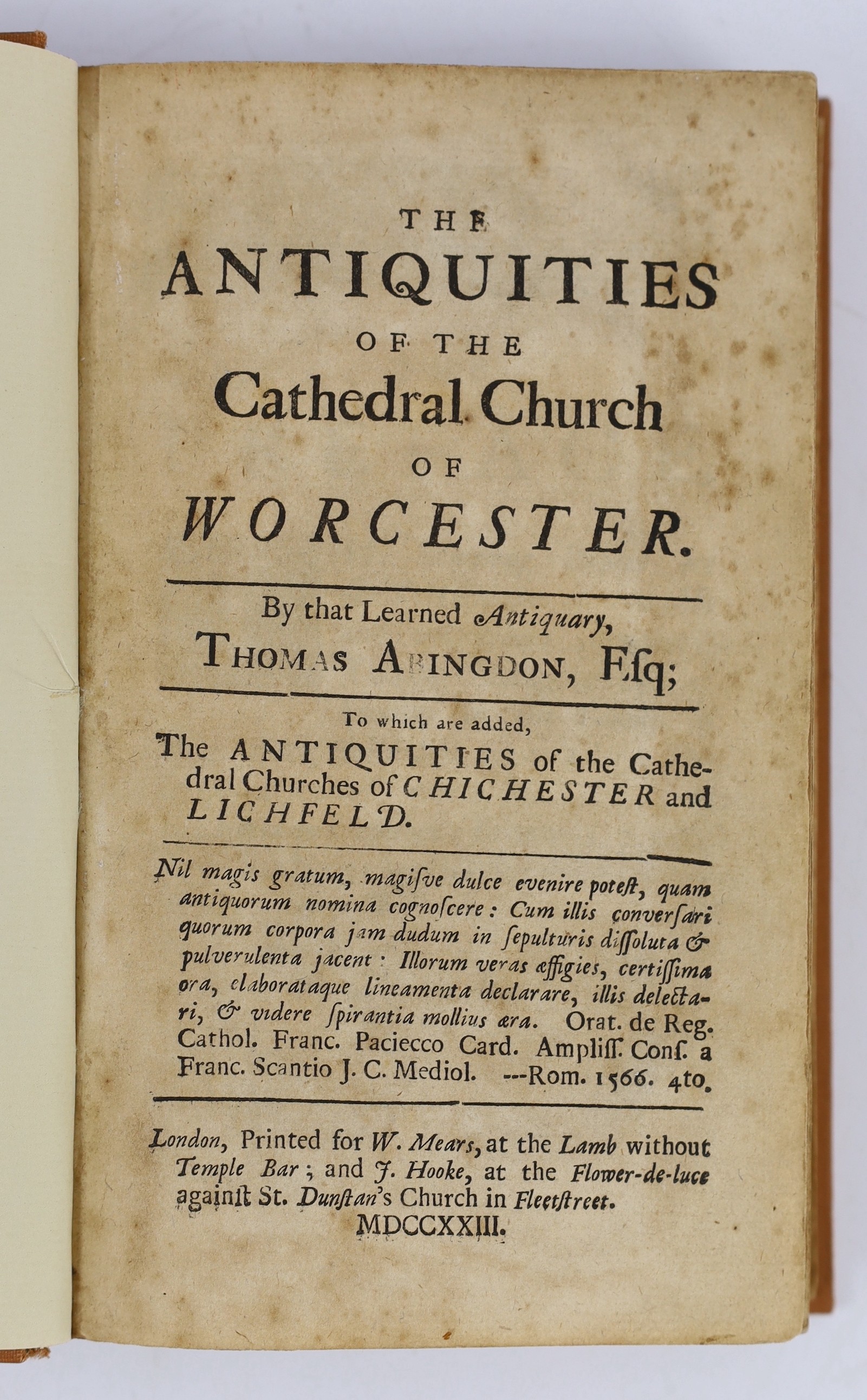 WORCS: (Price, J.) The Worcester Guide ... with a description of the seats of the nobility and gentry in the neighbourhood, and ... information (for) the stranger and traveller. 2 plans and 2 plates; rebound paper boards